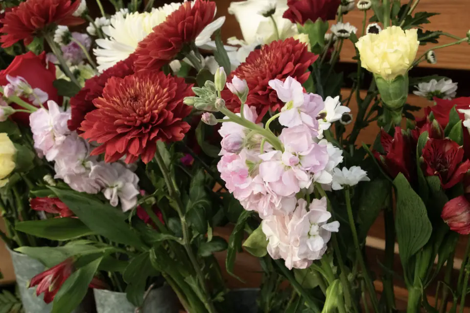 Seasonal blooms for a corporate bouquet bar
