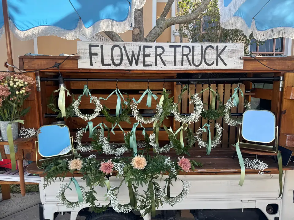 Fresh flower crowns ready for guests