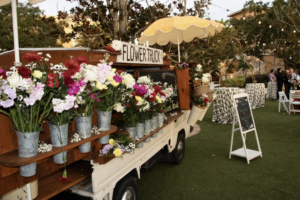 Flower truck at an evening corporate event, Orlando